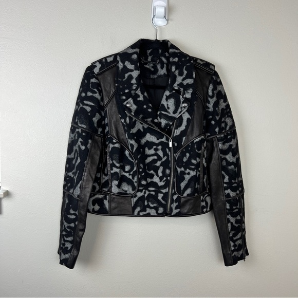 Diane Von Furstenberg Theodora Leopard Moto Leather Jacket - Picture 2 of 7